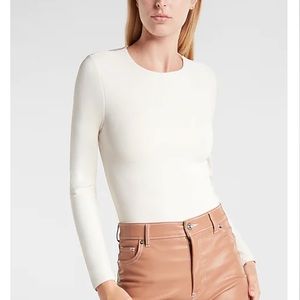 Express Body Contour Long Sleeve Back Cutout Thong Bodysuit